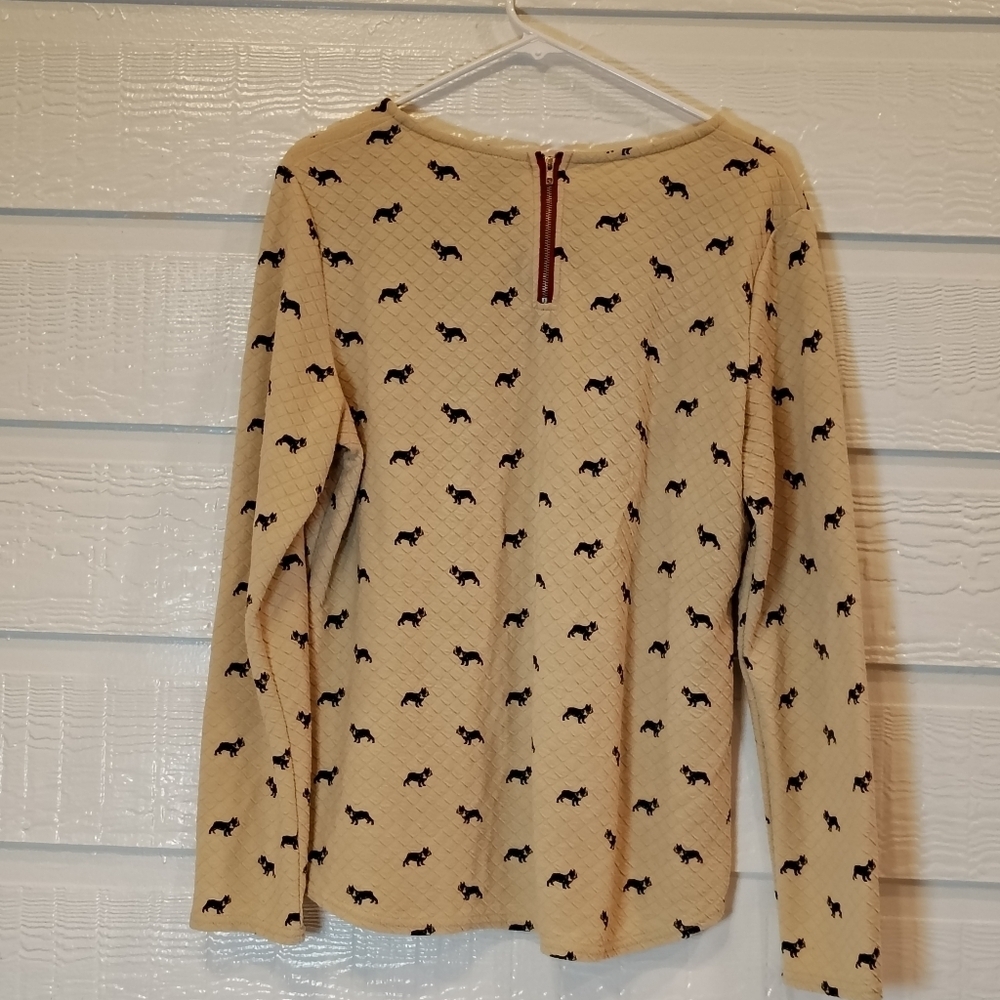 Art & Soul Puppy Dog Long Sleeve Women's XL Cozy Top Soft French Boston Terrier - Picture 4 of 7